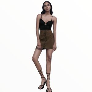 NWT ZARA TIED MINI SKIRT